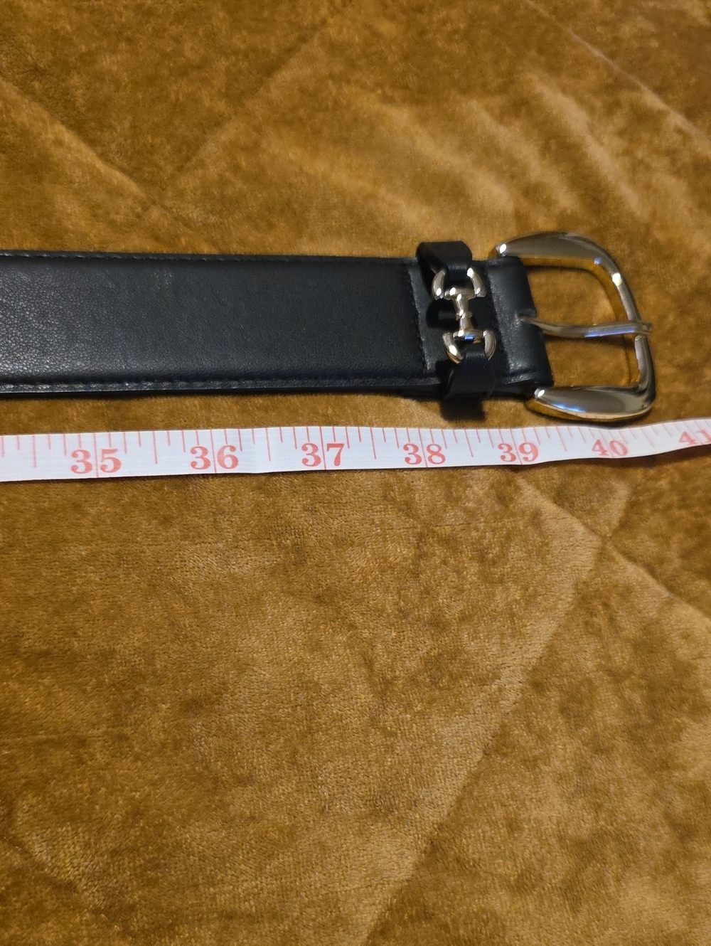 Vince Camuto Black Leather Belt with Silver Buckle
